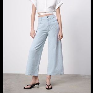 ZARA Hi-rise Stripped Wide Leg Jeans [LAST ONE]